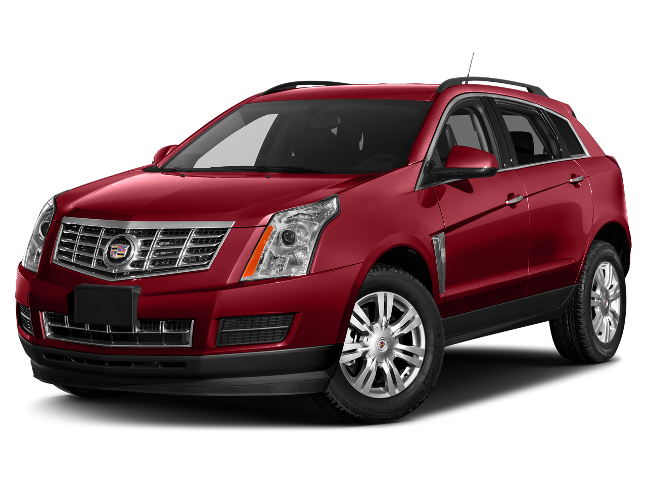 2015 Cadillac SRX Luxury in Crystal Red Tintcoat — front three-quarter view