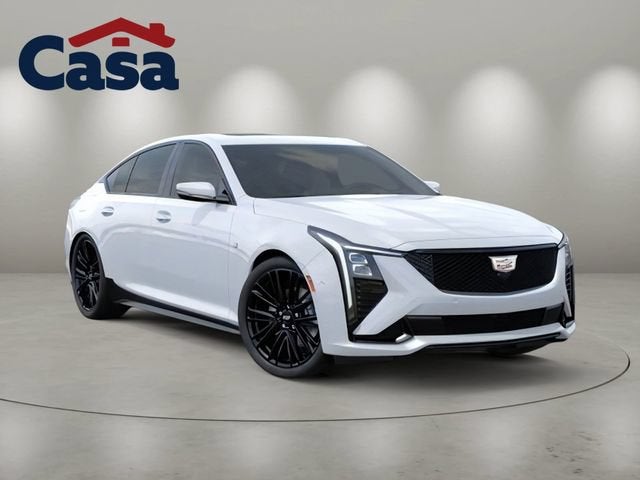 2026 Cadillac CT5 Sport in Vibrant White Tricoat — front three-quarter view