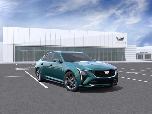 2026 Cadillac CT5 Sport in Typhoon Metallic — front three-quarter view