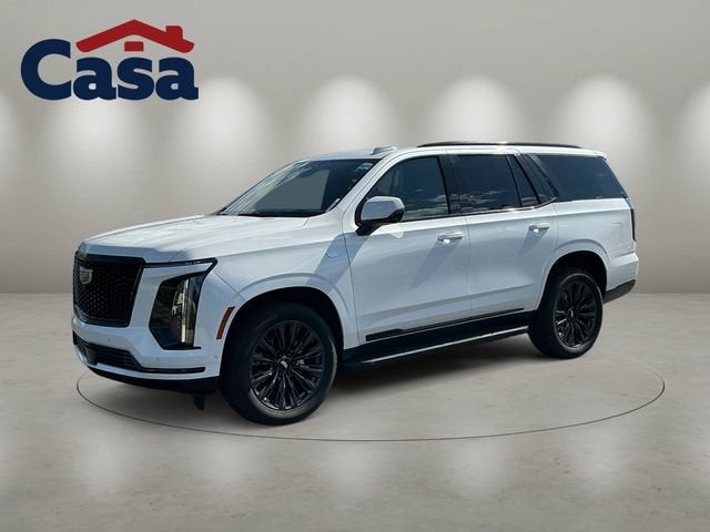 2025 Cadillac Escalade Sport in Crystal White Tricoat — front three-quarter view