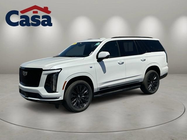 2025 Cadillac Escalade Sport in Crystal White Tricoat — front three-quarter view