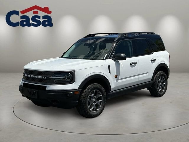 2024 Ford Bronco Sport Badlands in White — front three-quarter view
